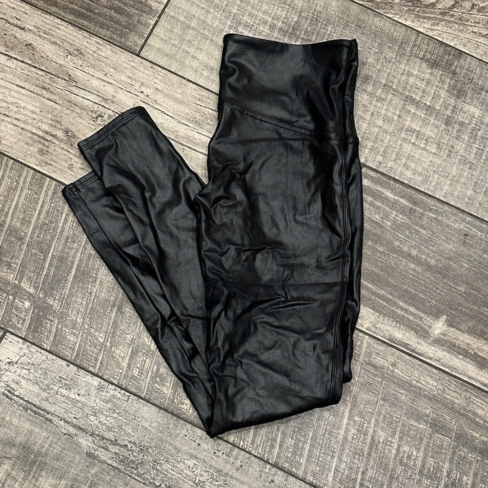 SPANX Black Faux Leather Leggings XL
